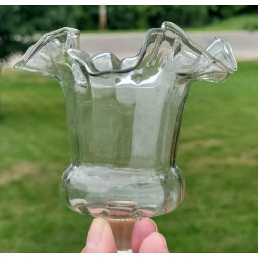 Vtg Homco Clear Glass Peg Sconce Votive Cups Ruffled Edge Fluted Cottagecore lot